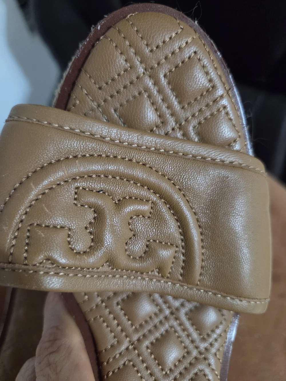 Tory Burch Tan Leather Espadrille Platform Sandals